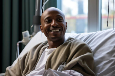 The man who conquered the disease. Recovery from cancer after chemotherapy. Portrait